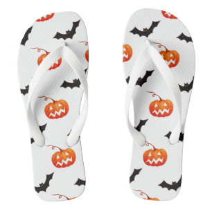 Halloween-Kürbisse und Fledermäuse, Süßes oder Sau Badesandalen