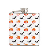Halloween-Kürbisse und Fledermäuse, Süßes oder Sau Flachmann (Vorderseite)