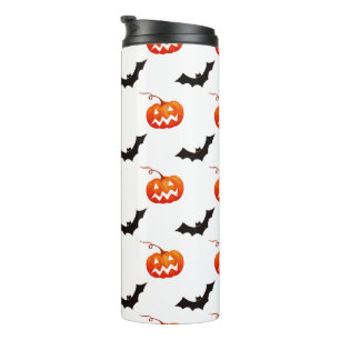 Halloween-Kürbisse und Fledermäuse, Süßes oder Sau Thermosbecher