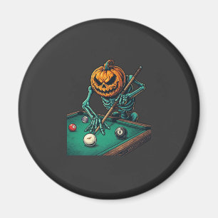 Halloween-Kürbisskelett spielt Pool-Billard Magnet