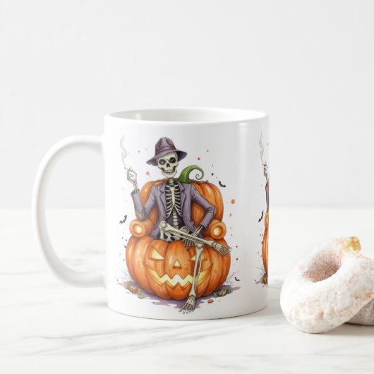 Halloween-Kürbistasse Kaffeetasse (Mit Donut)