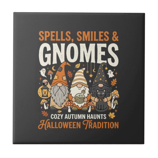 Halloween Kuschel-Gnom-Treffen Fliese (Vorderseite)