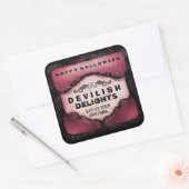 Halloween Label - Rot und Schwarz Grosser Platz Quadratischer Aufkleber (Umschlag)