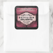 Halloween Label - Rot und Schwarz Grosser Platz Quadratischer Aufkleber (Tasche)