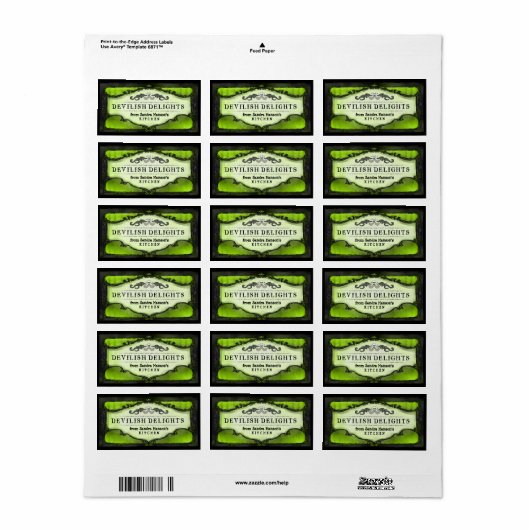Halloween Labels - Lime Green Custom Halloween Adressaufkleber (Vorne)