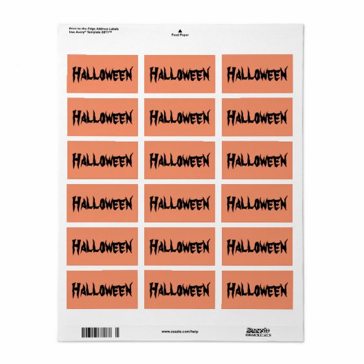 Halloween-Labels mit schwarzem Text auf Orange Adressaufkleber (Vorne)