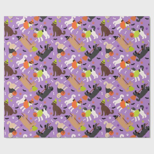 Halloween Labradoodle / Goldendoodle Geschenkpapier (Flach)
