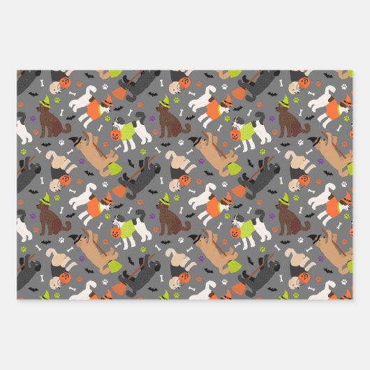 Halloween Labradoodle / Goldendoodle Geschenkpapier Set (Vorderseite 3)