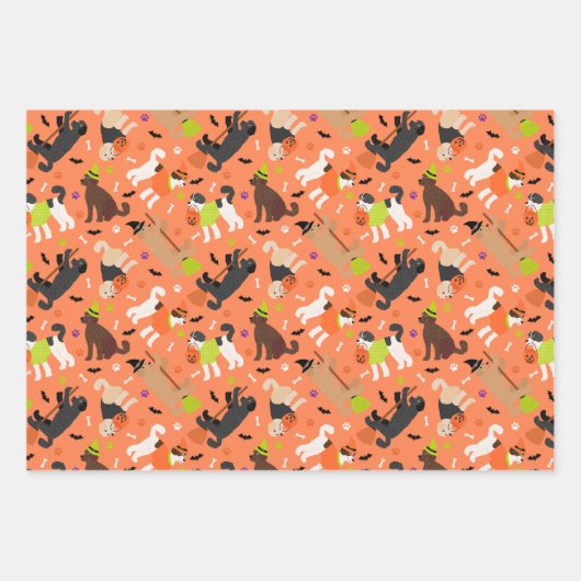 Halloween Labradoodle / Goldendoodle Geschenkpapier Set (Vorderseite 2)