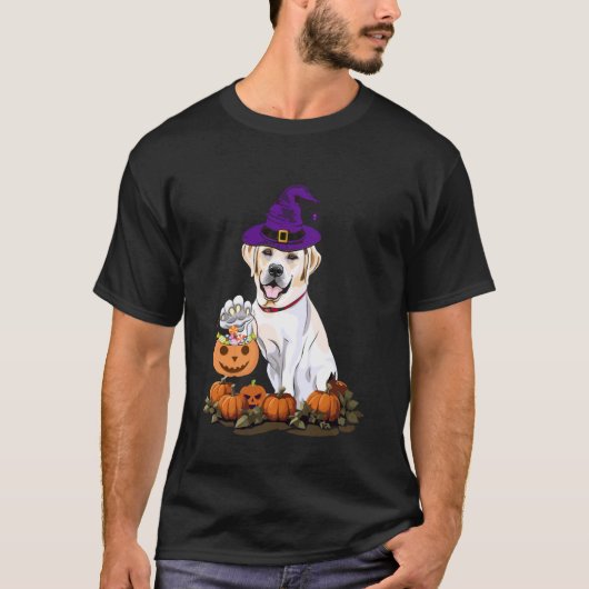 Halloween Labrador Hexe T-Shirt (Vorderseite)