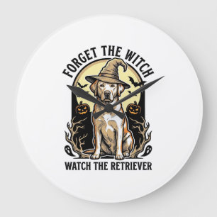 Halloween Labrador Hexe Vintage Retriever Hund Des Große Wanduhr