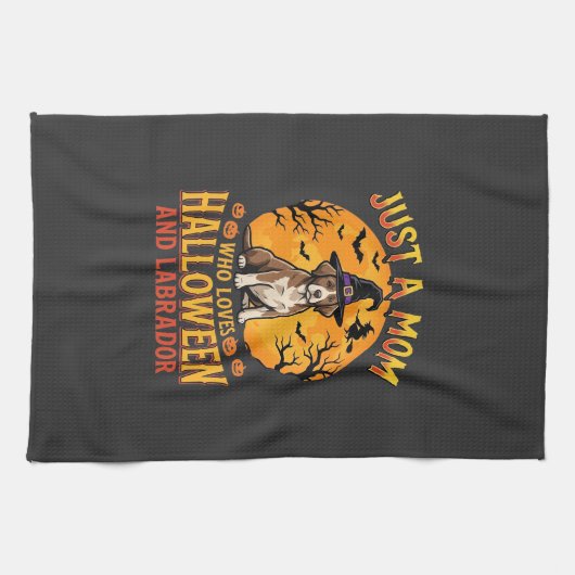 Halloween Labrador Mama Hexenhund Design_1 Geschirrtuch (Horizontal)