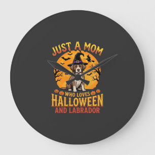 Halloween Labrador Mama Hexenhund Design_1 Große Wanduhr