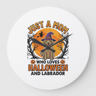Halloween Labrador Mama Vintage Hund Design_1 Große Wanduhr