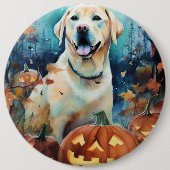 Halloween Labrador mit Pumpkins Beängstigend Button (Vorderseite)