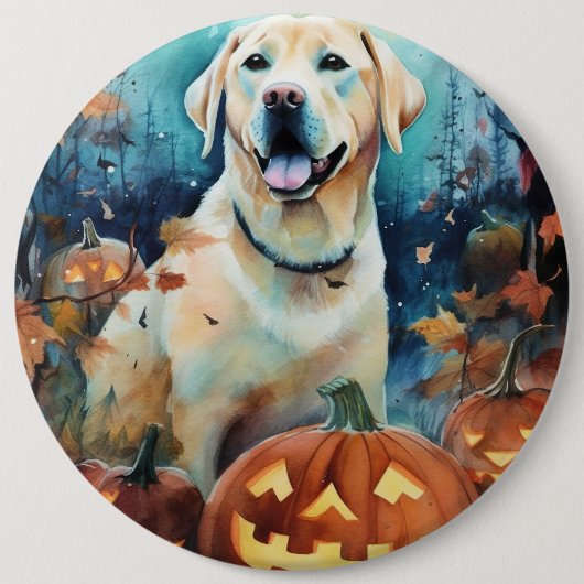 Halloween Labrador mit Pumpkins Beängstigend Button (Vorderseite)