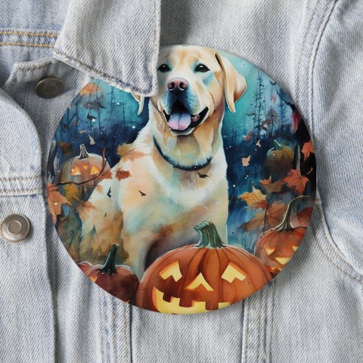 Halloween Labrador mit Pumpkins Beängstigend Button (Beispiel)