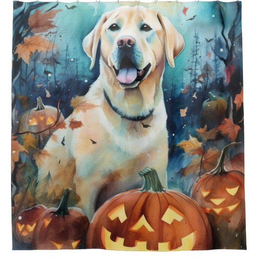 Halloween Labrador mit Pumpkins Beängstigend Duschvorhang (Vorderseite)