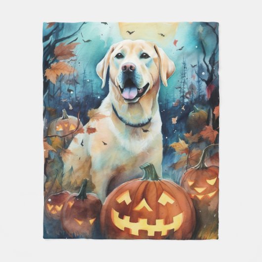 Halloween Labrador mit Pumpkins Beängstigend Fleecedecke (Vorderseite)