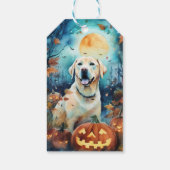 Halloween Labrador mit Pumpkins Beängstigend Geschenkanhänger (Rückseite)