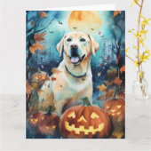 Halloween Labrador mit Pumpkins Beängstigend Karte (Gelbe Blume)
