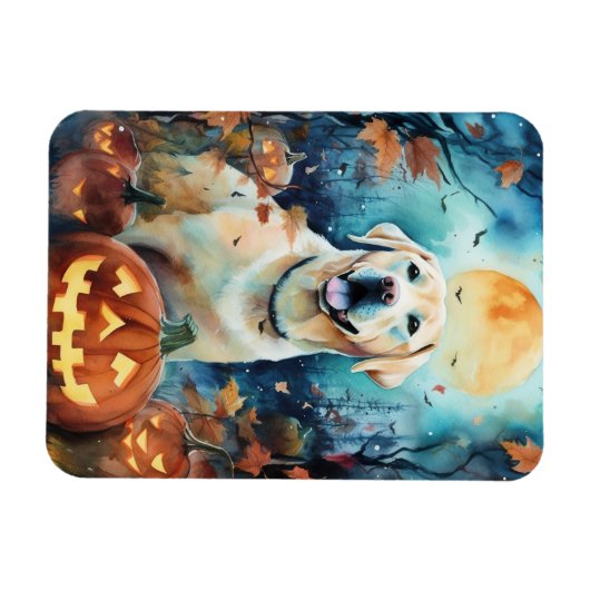 Halloween Labrador mit Pumpkins Beängstigend Magnet (Horizontal)