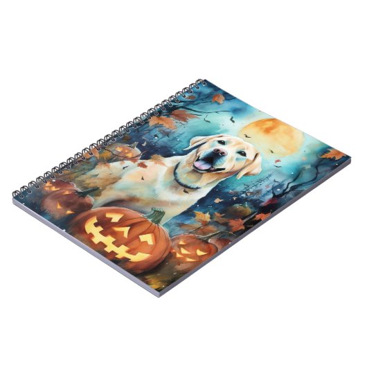 Halloween Labrador mit Pumpkins Beängstigend Notizblock (Linke Seite)