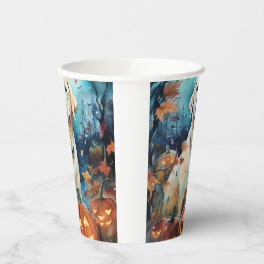 Halloween Labrador mit Pumpkins Beängstigend Pappbecher (Links)