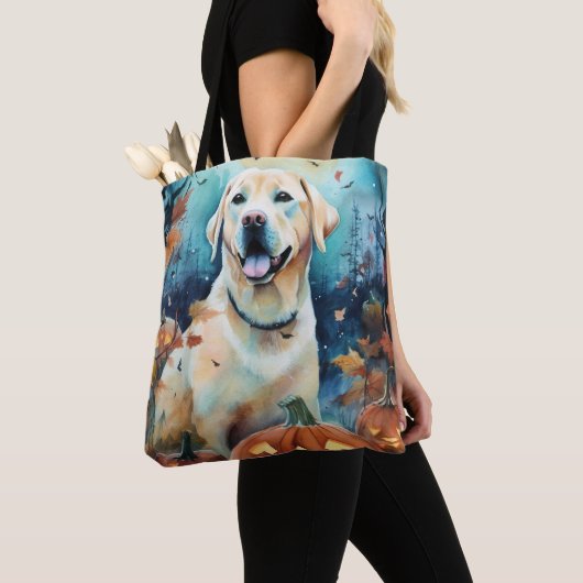 Halloween Labrador mit Pumpkins Beängstigend Tasche (Von Nahem)
