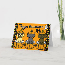 Halloween Labrador Puppies und Pumpkins Karte
