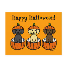 Halloween Labrador Puppies und Pumpkins