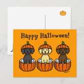 Halloween Labrador Puppies und Pumpkins Postkarte (Vorne/Hinten)