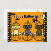 Halloween Labrador Puppies und Pumpkins Postkarte (Vorne/Hinten)