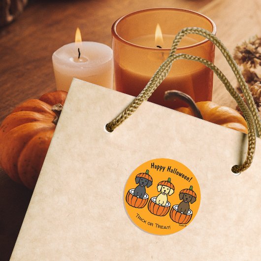 Halloween Labrador Puppies und Pumpkins Runder Aufkleber