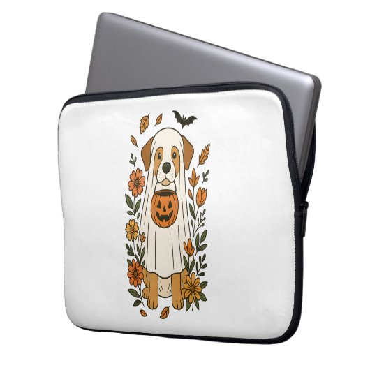 Halloween Labrador Retriever Blume Laptopschutzhülle (Vorderseite Links)