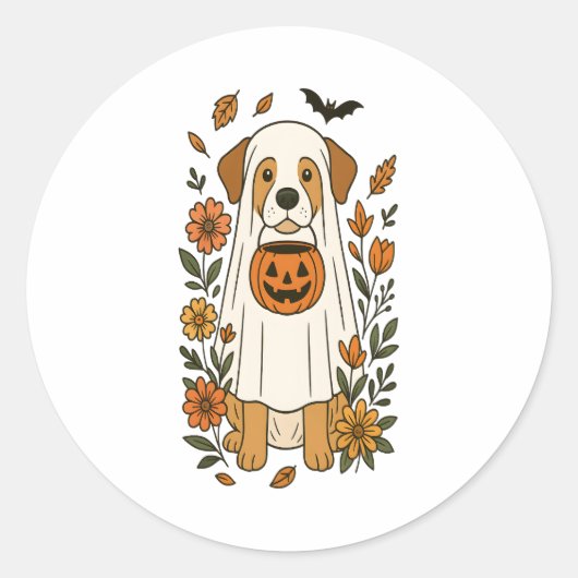 Halloween Labrador Retriever Blume Runder Aufkleber (Vorderseite)