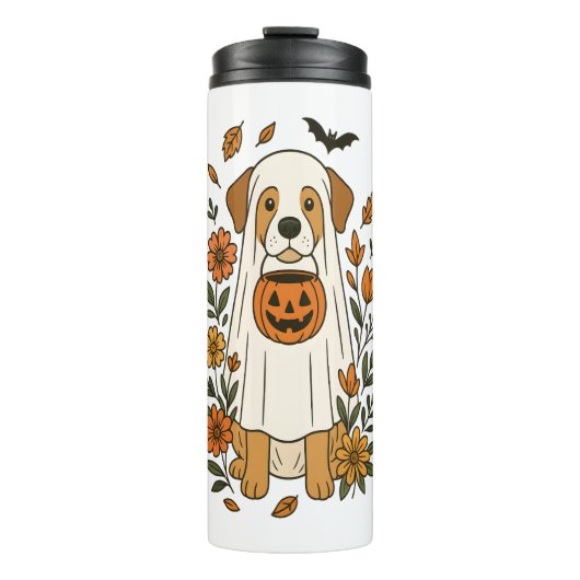 Halloween Labrador Retriever Blume Thermosbecher (Vorderseite)