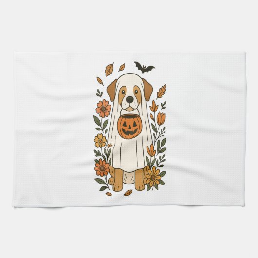 Halloween Labrador Retriever Blumen Geschirrtuch (Horizontal)