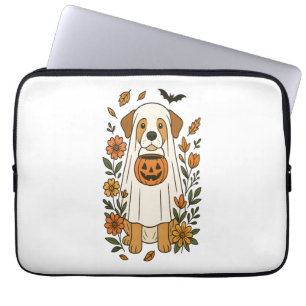 Halloween Labrador Retriever Blumen Laptopschutzhülle
