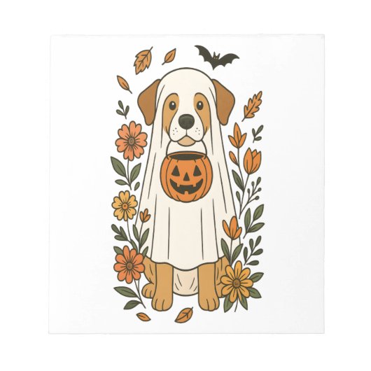 Halloween Labrador Retriever Blumen Notizblock (Vorderseite)