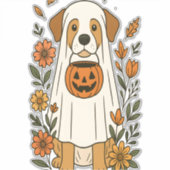 Halloween Labrador Retriever Flowers Aufkleber (Vorderseite)