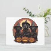 Halloween Labrador Retriever Hunde Hexenhats Einladung (Stehend Vorderseite)
