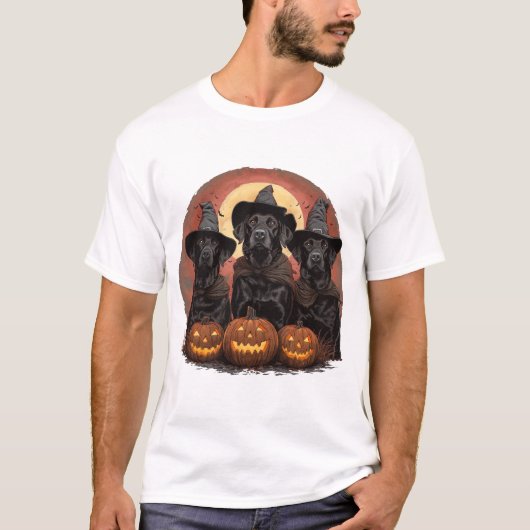 Halloween Labrador Retriever Hunde Hexenhats T-Shirt (Vorderseite)