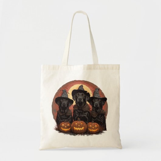 Halloween Labrador Retriever Hunde Hexenhats Tragetasche (Vorne)