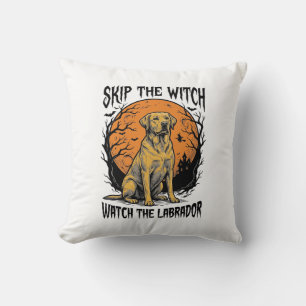 Halloween Labrador Shirt mit gruseliger Hundewarnu Kissen