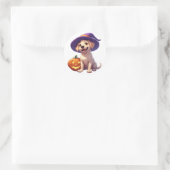 Halloween Labrador Welpe mit Jack O Lantern 🐶 Runder Aufkleber (Tasche)