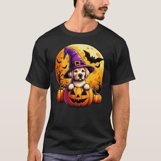 Halloween Labrador Witch Hat Pumpkin Dog Lover Men T-Shirt (Vorderseite)