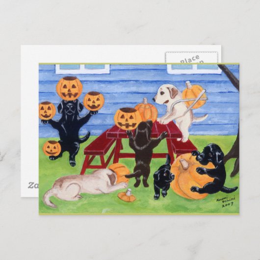 Halloween Labradors! Postkarte (Vorne/Hinten)