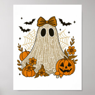 Halloween Lace Ghost Coquette Blume Bow Floral Sp Poster