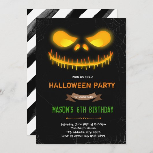 Halloween Lächeln Kürbis Einladung (Vorne/Hinten)